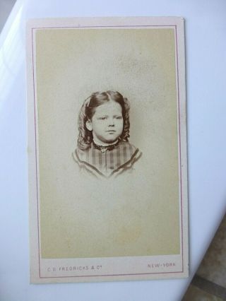 Antique Cdv Cabinet Photo Portrait Of Little Girl Cute Expressive Face York