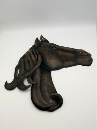 Vintage Horse Head Southwestern Decor Wall Art Equestrian Bronze Metal 1582