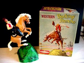 Vintage Marx Western Bucking Broncho Bobble Head Toy W/ Box,