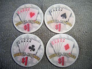 Poker Palace 4 Casino Chips Flushes Limited $1 Chip Set Las Vegas Nevada