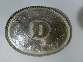 Vintage Montana Silver Plate Western Belt Buckle Initial D