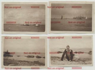 4 Antique Photos Taken In 1927 At Cowes Isle Of Wight Iow - Sailing - Ships