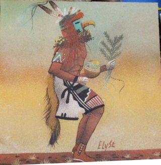 Vintage Natural Sand Painting Navajo Kachina /s Elyse Simpson