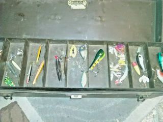 Vintage Tackle Box Full We Have A 2 Tray Kenndy Box With Lures,  Jigs,  Weights,  Etc.