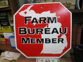 Vintage Farm Bureau Member Sign Plastic 15 " X 15 " Stop