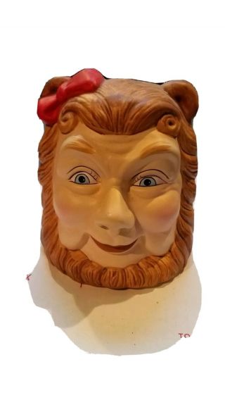 The Wizard Of Oz 1989 The Cowardly Lion Head Figural Ceramic Bank By Enesco