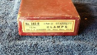 Vintage Pair Starrett 161 - B 1 3/4 " Metal Parallel Machinist Tool Clamps Box