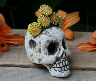 On Hold For Fx354me Frida Skull Clay Day Of The Dead Handmade By Rafael Pineda