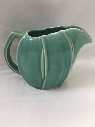 Vintage Mccoy Pottery High Glaze Green Art Deco Pitcher