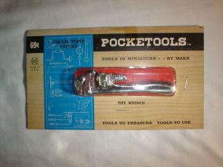 Marx Pocketools Pipe Wrench Pocket Tools Vintage Miniature Toy Tool In Package