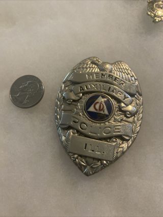 Vintage Obsolete Police Auxiliary Member Illinois Badge