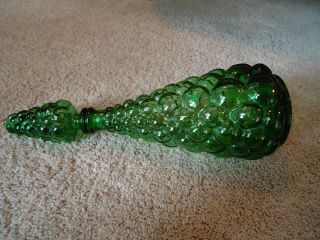 Vintage Retro 1960s Italian Empoli Green Bubble Decorative Glass Genie Bottle