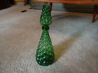 vintage Retro 1960s Italian Empoli green bubble decorative glass genie bottle 2