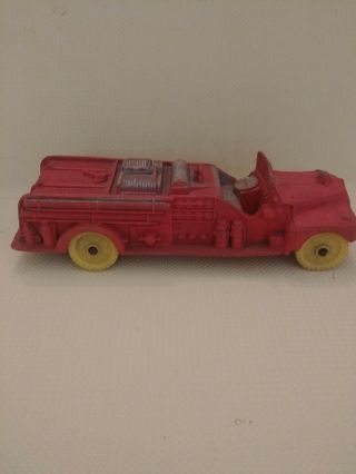 Vintage Toy 7 1/2 " Long Rubber Plastic Auburn Fd Fire Truck.  Made In The Usa