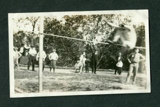 Unusual 1920s Photo Man In Mid Air Blurry Motion Track & Field High Jump 403130