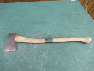 Vintage Tool Axe Hatchet 27 " Long Wooden Handle With 4 " Blade