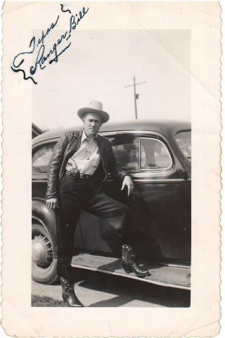 Ca 1940s “texas Ranger Bill” Photo W/ Colt 45,  Shorty Cowboy Boots,  Hat