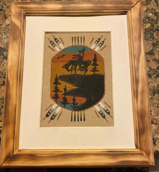 Indian Navajo Native American Sand Painting Art The End Of The Trail Sunset