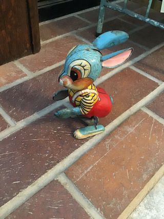 Vintage Japan Made Metal Tin Wind - up Key Bunny Rabbit Toy (not) 2