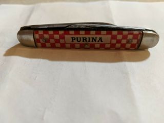 Vintage Kutmaster Purina Advertising Checkerboard Pattern 2 Blade Pocket Knife 3