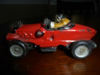 Vintage Cast Iron Red Racer Boat - Tail Car With Driver Toy