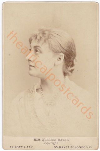 Victorian Stage Actress Eveleen Rayne.  Elliott And Fry Cabinet Card Photo
