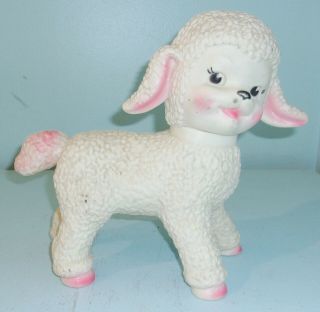 Vintage 1961 The Sun Rubber Lamb Sheep Squeaker Toy Large No Rollers