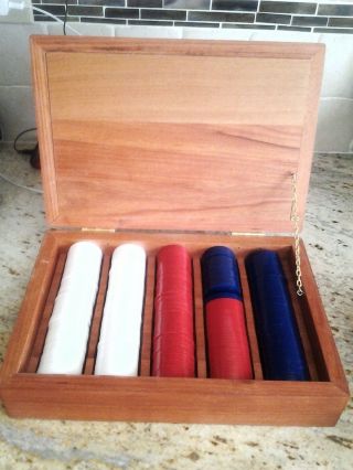 Poker Chip Set In Hand Made Cherry Wooden Box (250 Chips)