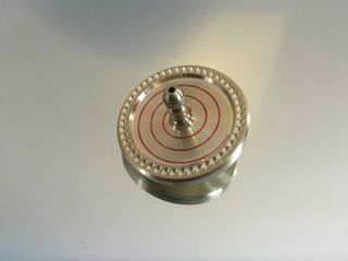 Brass Spinning Top With Ceramic Bearing,  Index,  Swirl Design Over 7 Min Spin
