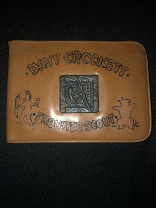 Vintage Davy Crockett Frontier Scout Vinyl Billfold Wallet 1950s Purse Bi Fold