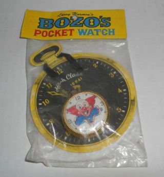 Vintage Bozo The Clown - Larry Harmon - Toy Pocket Watch In Pkg Japan Nos