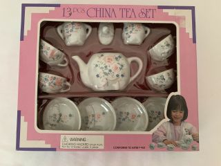 Child’s China Tea Set 13 Pc.  With Pink Flowers