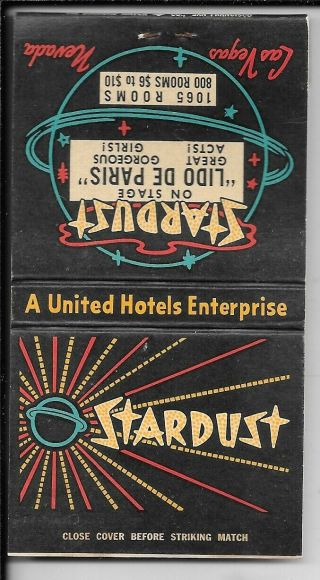 Vintage Matchbook Cover,  Stardust Hotel,  " Lido De Paris ",  Las Vegas Nevada,  Nv