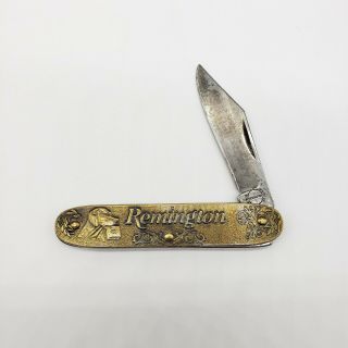 Vintage Remington Arms 185th Anniversary Pocketknife 1816 - 2001 Brass Bronze Guc