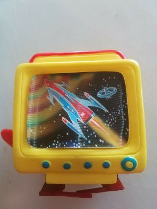 Wind - Walking Tv With Space Ship Toy Made In Japan