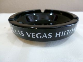 Vintage Black Glass Las Vegas Hilton Hotel Casino Ashtray,  Gambling,  4 1/2 ",