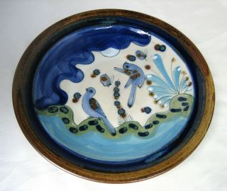 Ken Edwards Ke Tonala Mexico Art Pottery 10 " Plate With Blue Birds