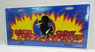 Dick Tracy 1990 Tin Litho Crime Stopper Vanity License Plate Mip