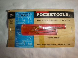 Marx Pocketools Screw Drivers Pocket Tools Vintage Miniature Toy Tool In Package