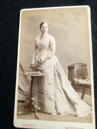 Victorian Cdv: Lady Wearing Dress With Bustle: Bennett,  Worcester