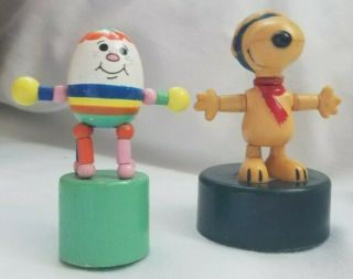 ‘66 Red Baron Snoopy Ideal & Wooden Humpty Dumpty Push Puppets