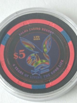$5 Las Vegas Palms 4th Anniversary Playboy Casino Chip - Uncirculated