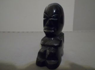 Mexican Aztec Mayan Idol God Figurine Carved Gold Sheen Obsidian Stone