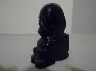 MEXICAN AZTEC MAYAN IDOL GOD FIGURINE CARVED GOLD SHEEN OBSIDIAN STONE 3