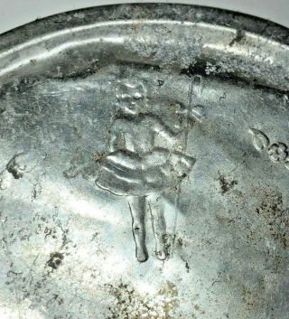 Vintage Silver Tin Metal Child Toy Doll Tea Dish Plate - Little Bo Peep