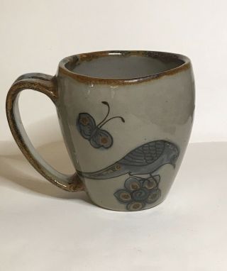 Vintage Ken Edwards Tonala Mexican Pottery Large Bird Mug Approx 12 Oz 4” Tall