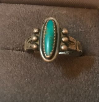 Vintage Native American Fred Harvey Era Sterling Sterling Silver Turquoise Ring