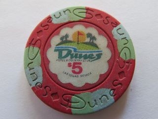 $5 Casino Chip Dunes Hotel & Country Club Casino Las Vegas Nv Strip Gambling Red