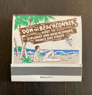 Vintage Tiki Don The Beachcomber Chicago Unstruck Full Matchbook
