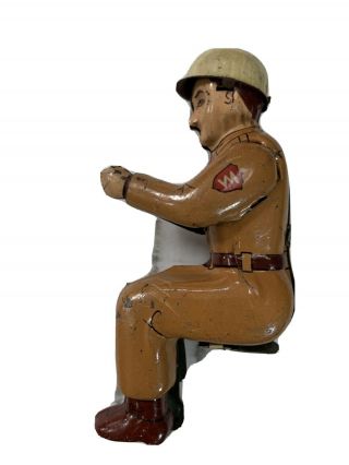 Vintage Tin Litho Toy Air Raid Warden.  Figure Man Rare